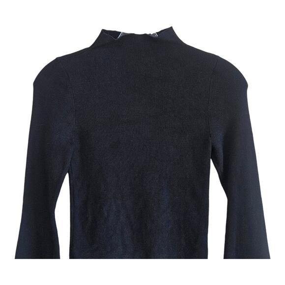 ANTHROPOLOGIE Maeve Women's Petite XXSP Arlowe Sweater Black Bell Sleeve Fitted - Picture 5 of 7